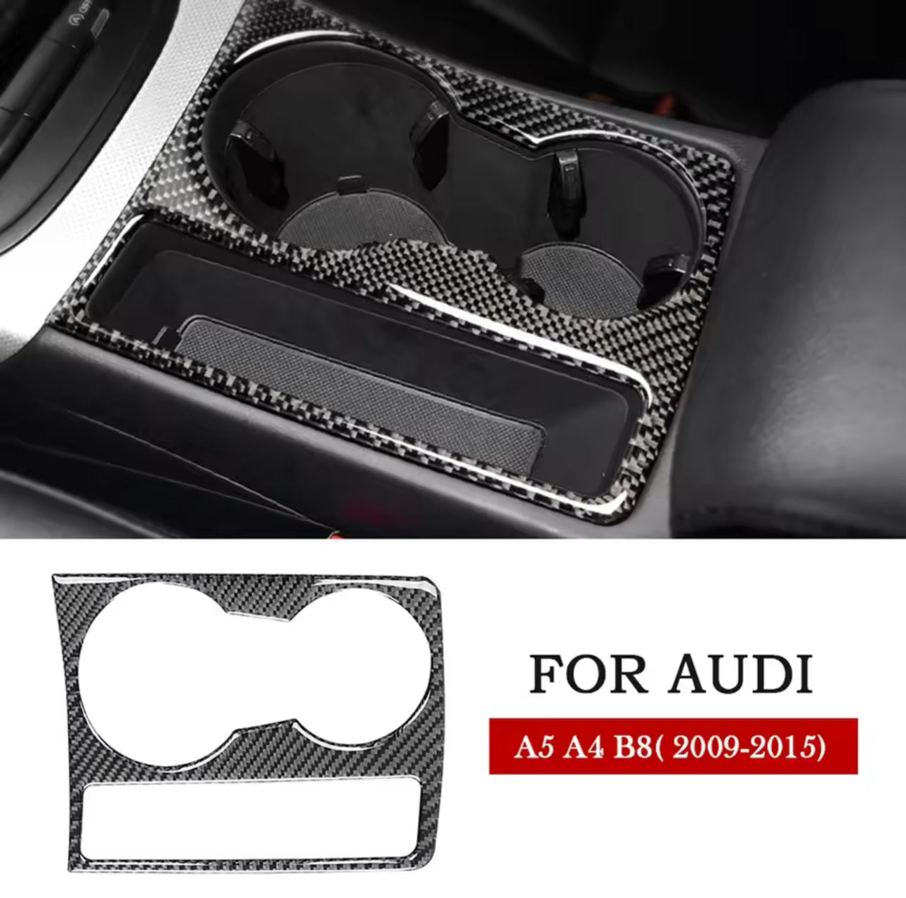 B8 Audi Carbon Fiber Center Console Cup Holder Panel Trim